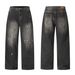 Edgy Washed Distressed Retro Design Jeans For Men And Women With Splatter Paint Graffiti Loose Straight Leg High Street Style_mkmklike.com