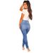 Women's Slim Fit High Waist Skinny Jeans – Tummy Control & Lifting Butt Denim Pants, Stretchy Comfort (Dark Blue/Light Blue)_mkmklike.com