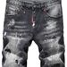 Men's High Street Trendy Men's Street Hip-hop Style Slim Cut Hand-painted Paint Dot Denim Shorts For Men_mkmklike.com