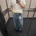 Men's Clothing Vujade 009 Steve American Washed Blue Jeans Casual Loose Versatile Straight Trousers Kenijima_mkmklike.com