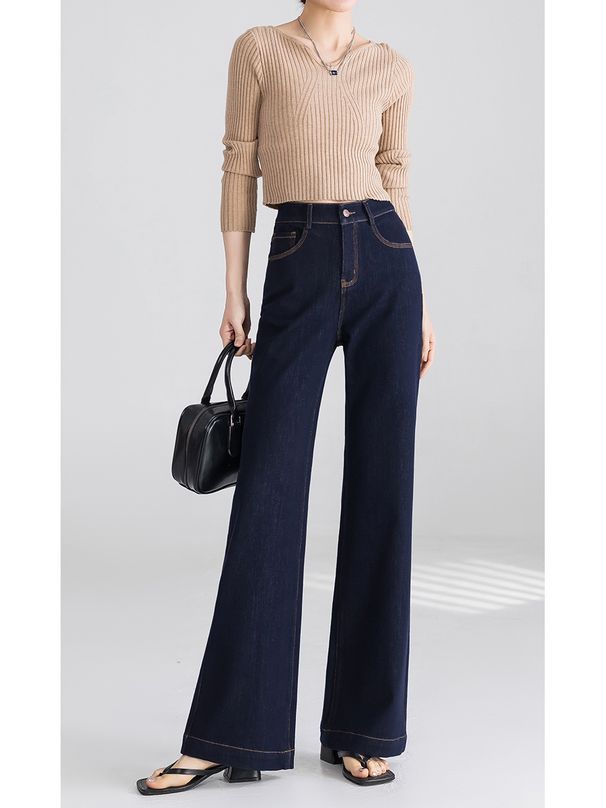 Women's Clothing High Waist Flare Jeans For Women - Stretchy Bootcut Denim Pants With Comfort Fit & Leg-Lengthening Silhouette_mkmklike.com