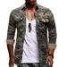 Man's Clothing Long Sleeve Camo Denim Outdoor Climbing Cargo Top_mkmklike.com