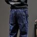 2024 New Elastic Waist Sports Jeans Men's Casual Fattened Plus Size American Straight Jeans Men's Trend_mkmklike.com