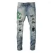 Men's Jeans Light Blue Embroidered Snake Patchwork High Street Stretch Distressed Slim Fit Ripped Men_mkmklike.com
