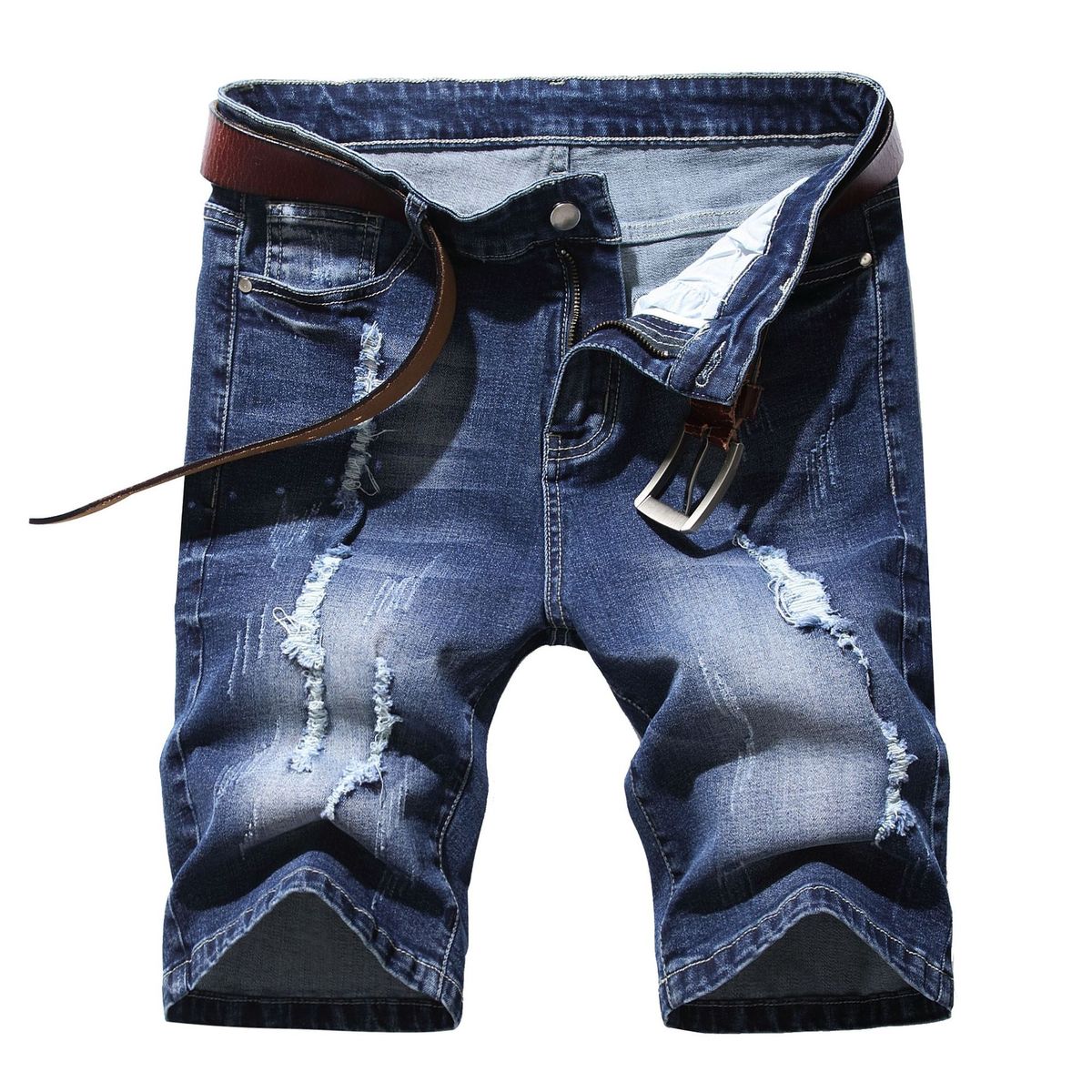 Men's Clothing Men's Denim Shorts Mid Length Pants Must Be Elastic Men's Jeans Ripped Men's Pants_mkmklike.com