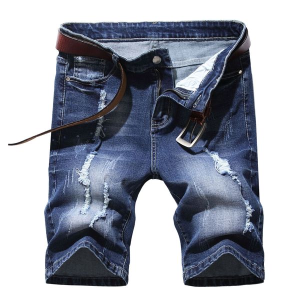 Men's Clothing Men's Denim Shorts Mid Length Pants Must Be Elastic Men's Jeans Ripped Men's Pants_mkmklike.com