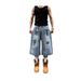 Men's Vintage Street Graffiti Print Denim Shorts - Retro Loose Fit Cargo Pants For Summer Casual Wear_mkmklike.com