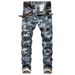 Suitable For All Seasons Suitable For All Seasons Slim Fit Fashion Trend Men's Camouflage Jeans Personality Print Casual Long Pants_mkmklike.com