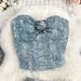 Women's Clothing Summer Pure Desire Hot Girl Sequin Design Denim Tube Top + Pleated Skirt Short Skirt Fashion Suit For Women_mkmklike.com