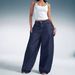 Women's High Waisted Wide Leg Jeans Original Dark Blue Patchwork Loose Fit Floor Length Curved Edge Banana Pants American High Street Style_mkmklike.com