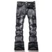 Men's Clothing Street Style Punk Style Flared Jeans With Multiple Pockets, Fashionable Everyday Denim Trousers._mkmklike.com