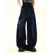 Gothic Rose Embroidered Flared Jeans For Women & Men – Vintage Washed Wide-Leg Denim Pants With Unique Scimitar Stitch Design_mkmklike.com