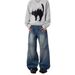 Vintage Washed Lightning Distressed Deconstructed Wide-Leg Jeans For Men & Women - Relaxed Fit High Street Banana Pants With Unique Cut_mkmklike.com