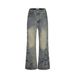 Heavy-duty Washed Denim Flared Men's Vibe Street Fashion American Vintage Distressed Frayed Casual Loose Bell-bottom_mkmklike.com
