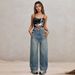 "Vintage High Waist Wide Leg Jeans For Women – Retro Korean Style, Loose Fit & Comfortable Cotton (Vintage Blue, XS-2XL)"_mkmklike.com