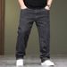 Xintang Denim Men's Four Seasons Embroidery Solid Color Jeans Men's Fattened Plus Size Straight Business Jeans_mkmklike.com