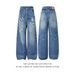 Distressed Ripped Denim Jeans For Men And Women, Vintage Washed Baggy Cargo Pants, Oversized Straight Leg Joggers_mkmklike.com