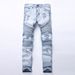 Street Style Motorcycle Men's Personality Wrinkled Slim Fit Skinny Pants Stretch Ripped Jeans_mkmklike.com