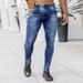 Men's Ins Trend Black Slim Fit High Waist Denim Small Leg Pants Men_mkmklike.com
