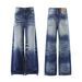 Men's Clothing American High Street Unisex Retro Men's Punk Street Distressed 3D Digital Print Jeans - Washed Vintage Wide Leg Straight Denim Pants_mkmklike.com