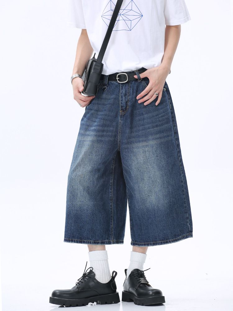 Men's Clothing Men's Denim Shorts High Quality Summer Men's Cropped Pants Trendy Denim Shorts_mkmklike.com