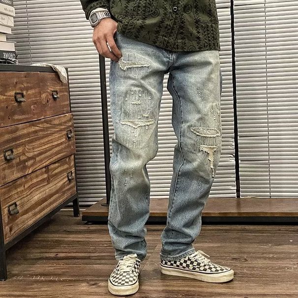 Men's Clothing Inspired Men's Flowy Denim Jeans Style Straight Leg Slightly Flared Wide Leg Trendy Design For Formal & Casual_mkmklike.com
