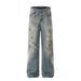 Paint Splatter Vintage Jeans Men's Hip Hop Trend Washed Straight Loose Dirty Wide-Leg Pants_mkmklike.com