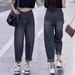 2025 Spring/Summer New Plus Size Vintage Harem Women, Slimming High-Waisted Cropped Jeans For Petite Pear-Shaped Figures_mkmklike.com