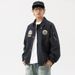 Rumei American Retro Badge Lapel Bomber Men's Spring Casual Couple Workwear Baseball Jacket Coat_mkmklike.com