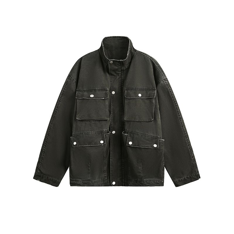 Beijie Clothing American Style Trendy Brand 2025 Autumn New Heavy Washed Workwear Jacket Men's Multi-Pocket Retro Coat_mkmklike.com