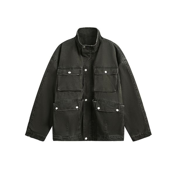 Beijie Clothing American Style Trendy Brand 2025 Autumn New Heavy Washed Workwear Jacket Men's Multi-Pocket Retro Coat_mkmklike.com