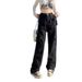 Black Straight-leg Workwear Jeans For Women, Spring/summer/autumn 2024 New Style, Petite Retro Loose High-waisted_mkmklike.com