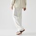 Men's White Cotton Jeans Loose Fit Straight Leg Drapey Wide Leg Trousers Mid Waist Slight Stretch Machine Washable Trendy Autumn Piece_mkmklike.com