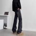 Men's Slim Fit Stretch Denim Jeans - High Street Fashion Straight Leg Pants For Teenagers & Young Adults (Black, Lightning Texture)_mkmklike.com
