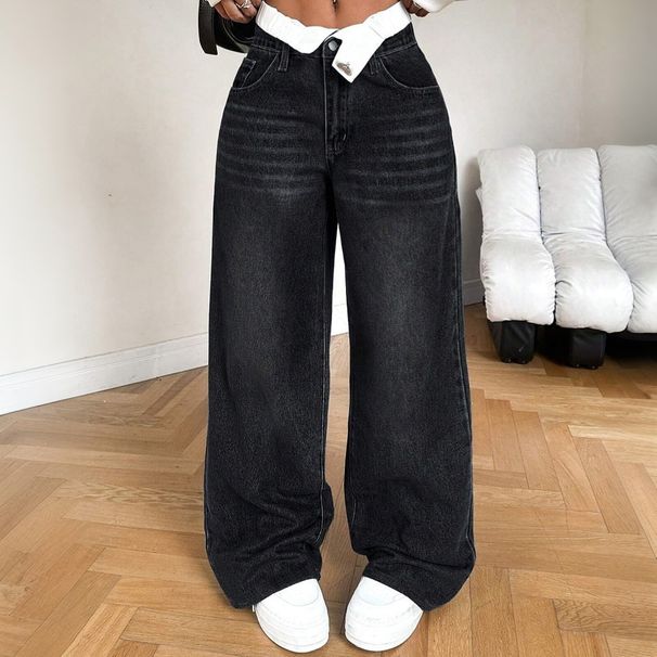 Trendy Low Waist Wide Leg Jeans For Women - Stretch Denim Pants With Sexy Loose Fit & Straight Cut_mkmklike.com