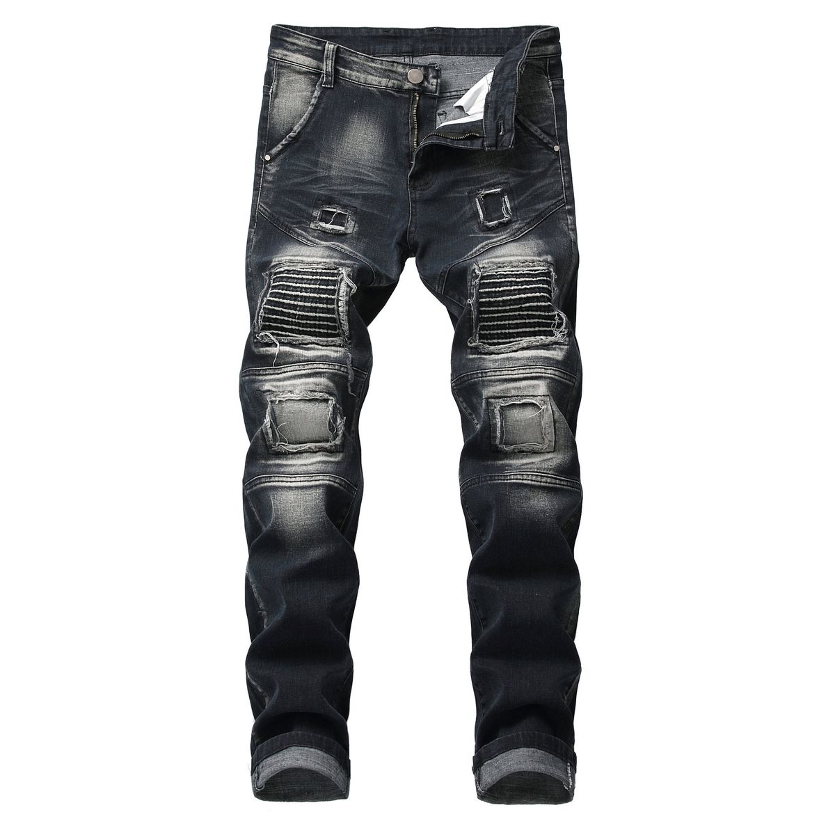 Men's Clothing Stretch Jeans Motorcycle Stitching Personality Fashion Trend Men's Jeans_mkmklike.com
