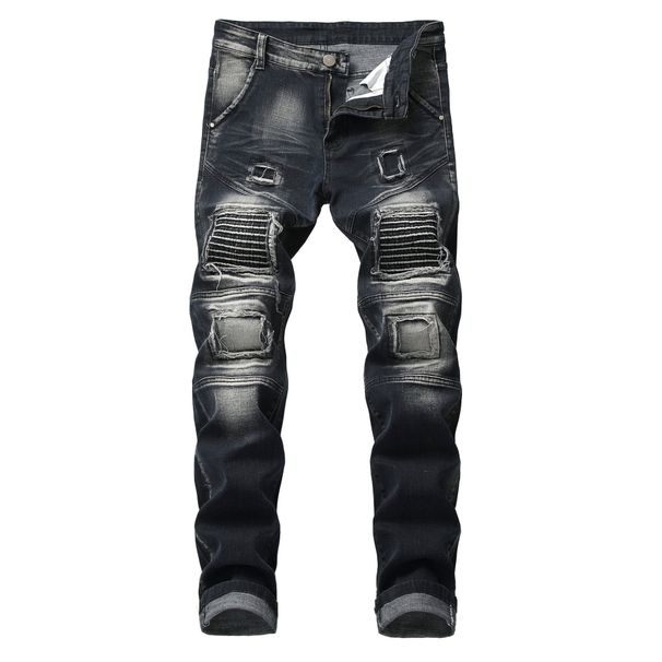 Men's Clothing Stretch Jeans Motorcycle Stitching Personality Fashion Trend Men's Jeans_mkmklike.com