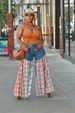 K Women's Casual Wide Leg Pants With Patchwork Jeans_mkmklike.com
