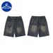 TIDEEKU Trendy Men's Clothing Light Blue Retro Washed Old Spider Print Denim Straight Loose Shorts_mkmklike.com