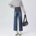 Women's Straight-leg Jeans, New Autumn/winter 2026, High-waisted, Spring/summer, Denim Blue, Petite, Cropped, Slim-fit_mkmklike.com