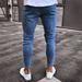Badge Jeans Trendy Knee Zipper Small Foot Trousers Broken Men's Denim Pants_mkmklike.com