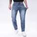 Men's Blue Stretch Skinny Jeans Embroidered Slim Fit Heavy Duty Straight Leg Trousers Fashionable Casual Denim_mkmklike.com