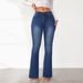 Women's Clothing High Waist Stretchy Flared Jeans - Slim Fit Denim Pants For Casual & Office Wear (Blue, S-XXL)_mkmklike.com
