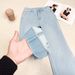 Light Blue Tencel Cotton Wide-brimmed Flared Jeans For Women, 2026 Spring, Stretchy High-waisted Slim-fit Bell-bottom_mkmklike.com