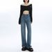 Women's High Waist Wide Leg Jeans - Winter Fleece Lined Flowy Straight Pants With Stretchy Comfort For Casual & Chic Outfits_mkmklike.com