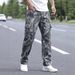 Men's Camo Workwear Jeans – Loose Fit Denim Pants For Street & Utility (S-XXL, Gray/Khaki Camouflage)_mkmklike.com