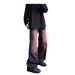 BOY Black Pink Gradient Jeans Men's Loose Fit Cool High Street American Hip Hop Comfortable Versatile Flared Pants_mkmklike.com