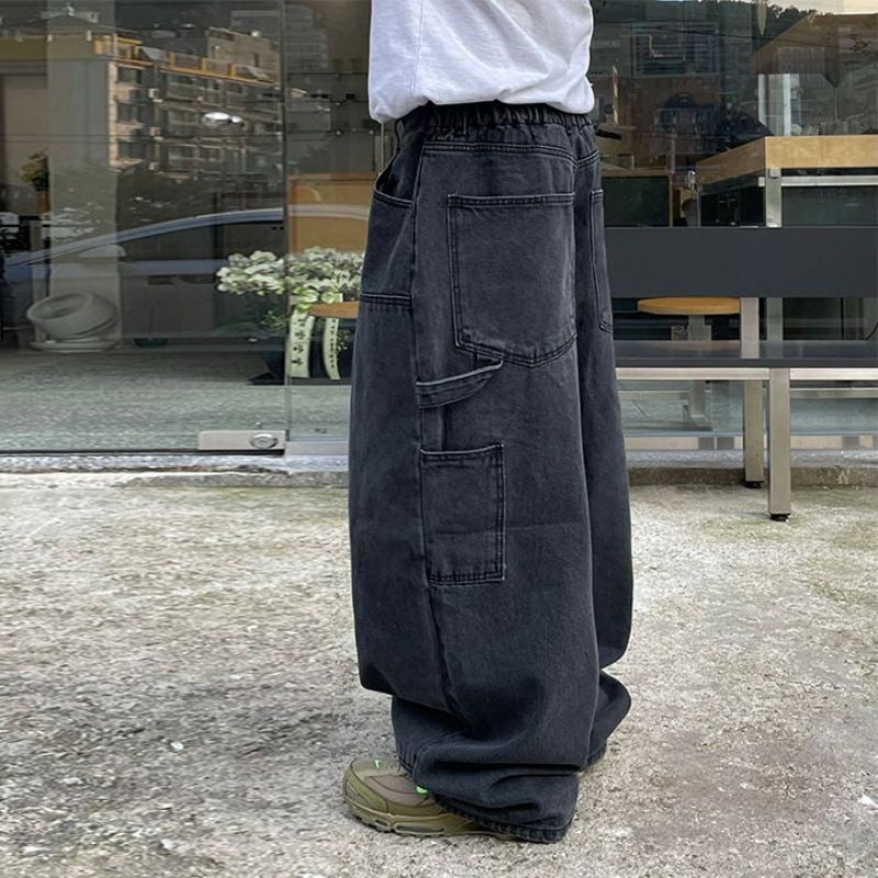 Men's Clothing Wide Leg Pants Men's Loose Slim Jeans Straight Long Pants_mkmklike.com