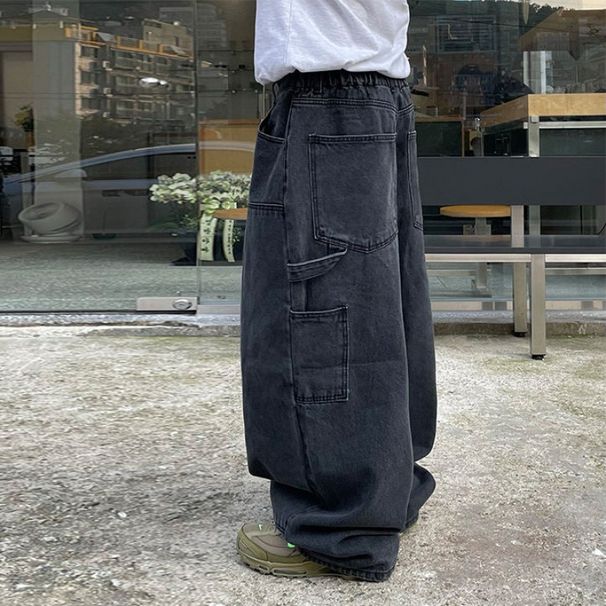 Men's Clothing Wide Leg Pants Men's Loose Slim Jeans Straight Long Pants_mkmklike.com