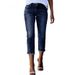 Women's High-Waisted Cropped Skinny Jeans Slim Fit Fashionable Trousers_mkmklike.com